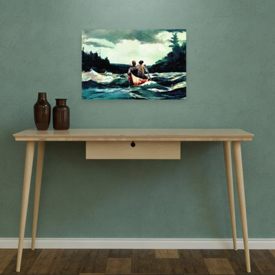 Canoe In The Rapids, 1897 Classic Abstract Coastal Forest Wall Art Print