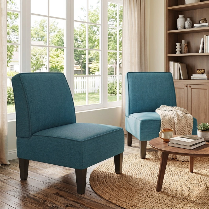 Leanne Upholstered Slipper Chair, Blue