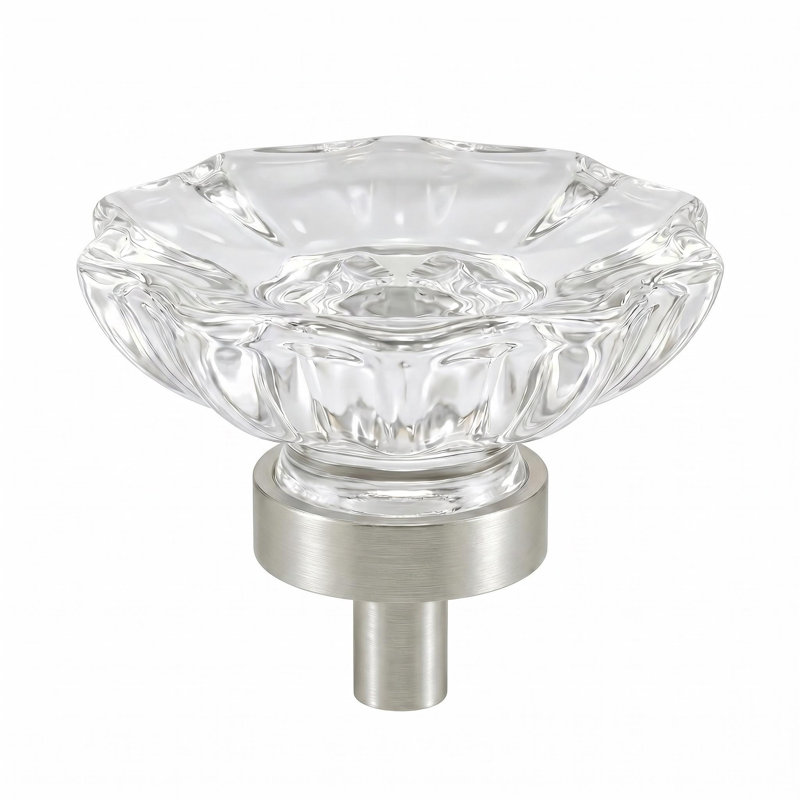2 boutons d'armoire en cristal moderne 2 pièces, poignées de tiroir décoratives en alliage poli, floral