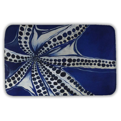 Swimming octopus Bath Mat with Non-Slip Backing - Quick Dry Memory Foam Bathroom Rug - Absorbent - Modern Plush Spa-Style - Machine Washable