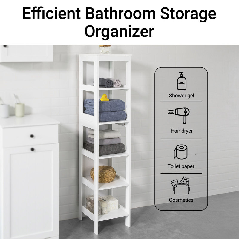 5-Tier Tall Bathroom Shelf, Bathroom Storage Shelf Cabinet Unit