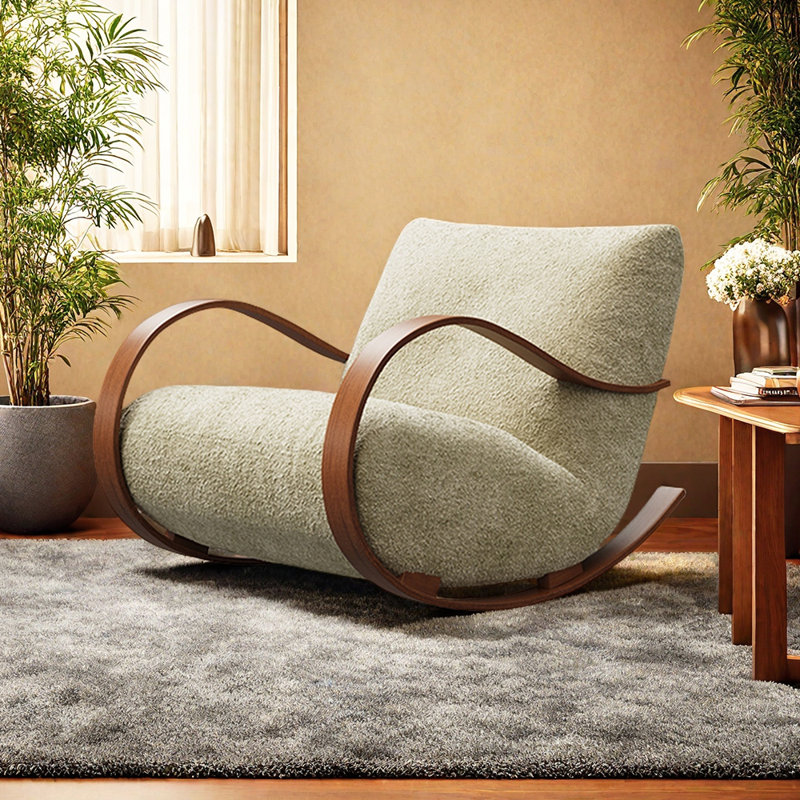 Chaise berçante simple en chenille, Beige
