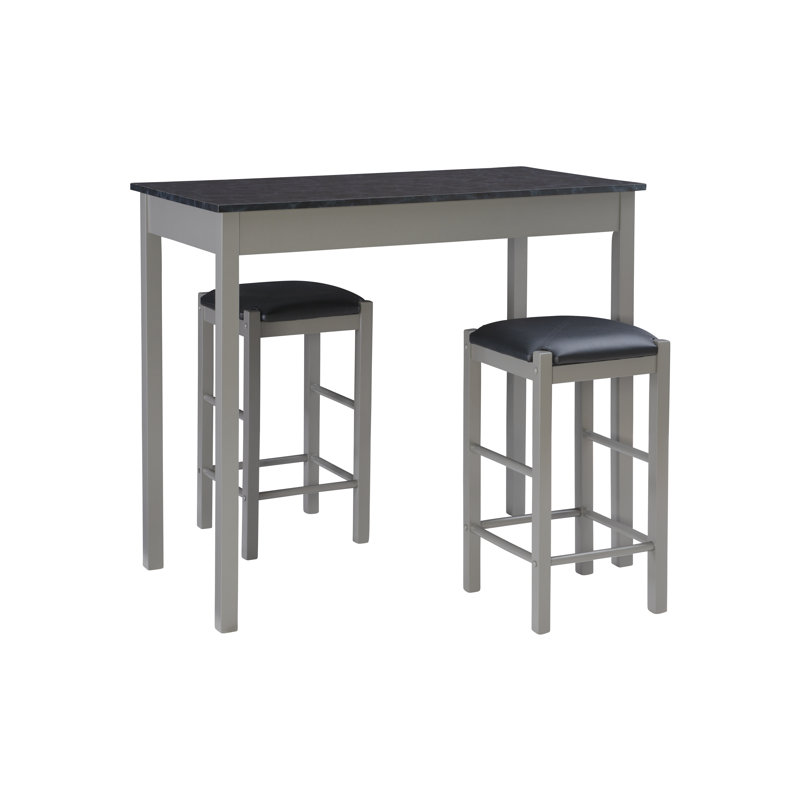 Ensemble de salle à manger à hauteur de comptoir pour 2 personnes Loria, Gris / Gris