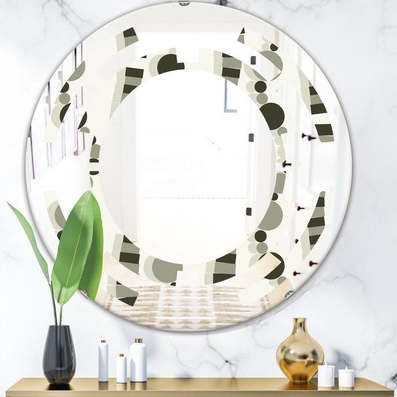 Miroir mural moderne sans cadre monochrome à motif géométrique VI Space, H 31,5 po x l po