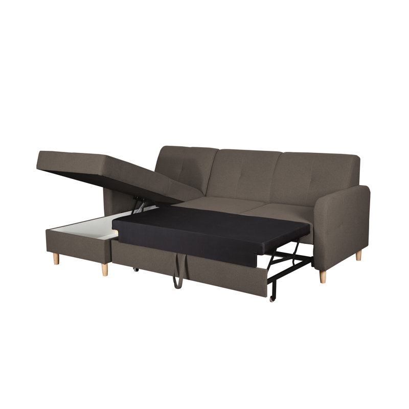4 Seater Sofa Bed, Left Hand Facing, Brown