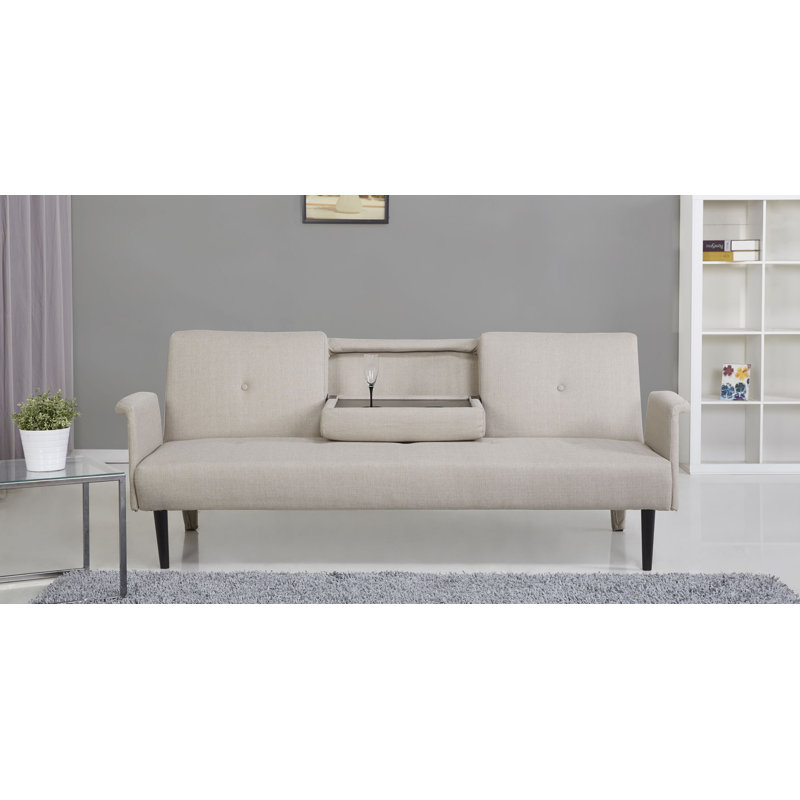Isidore 77.17'' Upholstered Reclining Sleeper Sofa, Camel