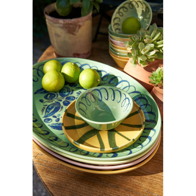 Amalfi Oval Serving Tray - Lime - 15.7" x 11", Green