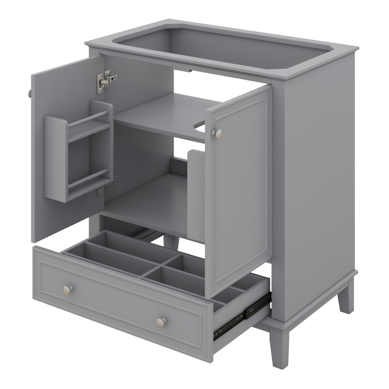 Armoire de salle de bain 30 po sans lavabo, base seulement, armoire de salle de bain autoportante en bois avec 2 portes et tiroir