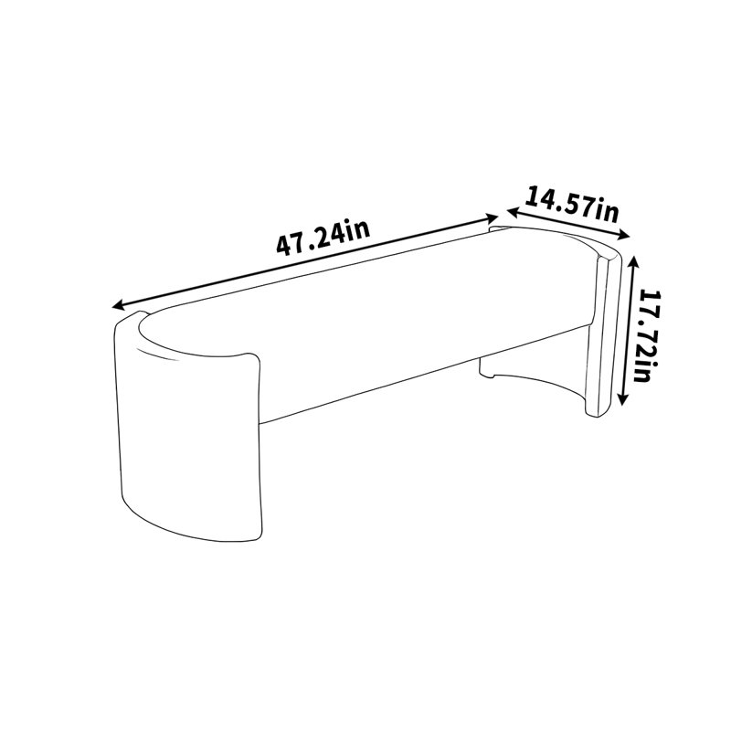 Tabouret simple, H 17,72 po x l 47,24 po x P 14,57 po