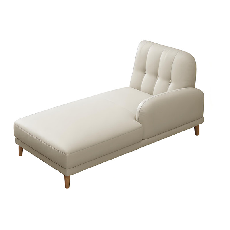 Chaise longue inclinable en simili cuir, Accoudoir à gauche (vu de face), Beige