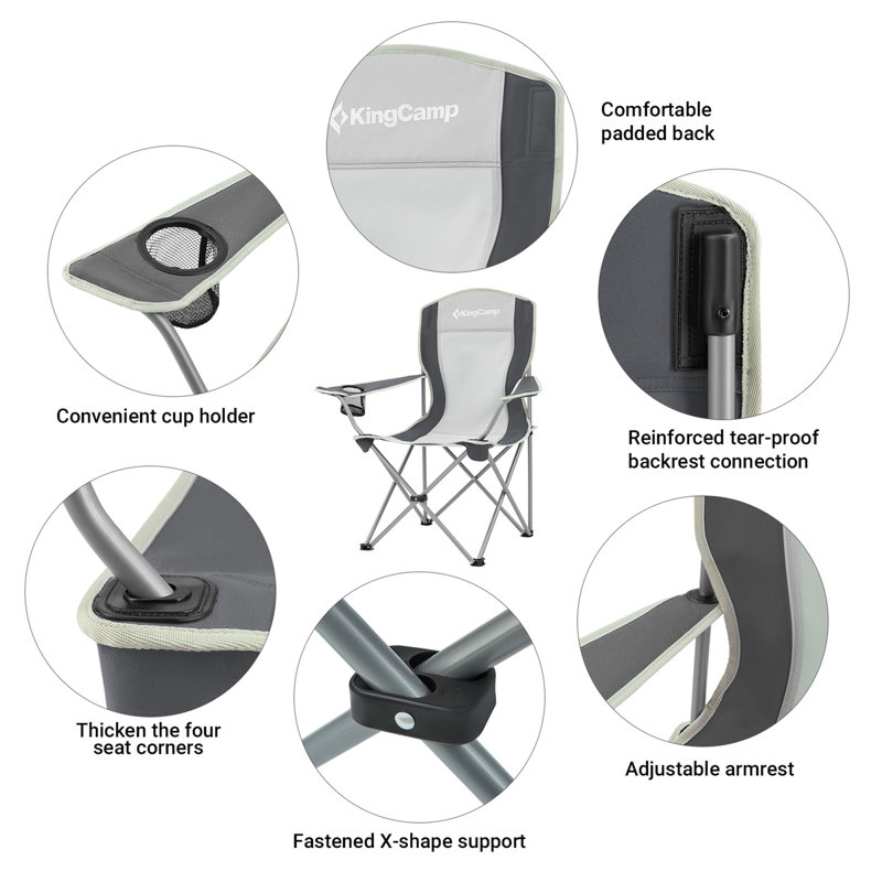Inbox Zero Lightweight Foldable Outdoor Camping Lounger Chair, 2 Pack, Black/Grey