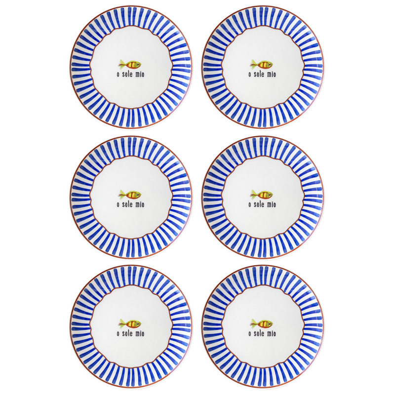 Ensemble de 6 assiettes élégantes en céramique, 10,2 x 10,2 x 0,8 po | 100% lavable au lave-vaisselle, superbe couleur bleue | Parfait pour les dîners, les invités et l'utilisation quotidienne, design durable et élégant
