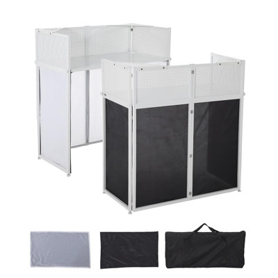 Portable DJ Booth Stand, Heavy-Duty All-Metal Foldable Facade Iron Plate, 8 Washable Scrims & Bag, Black by Wayfair