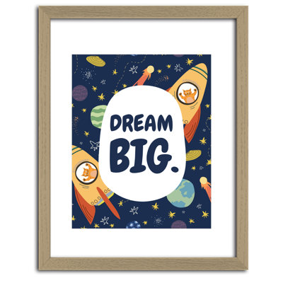 Inspirational Wall Art for Kids - Dream Big - Positive Affiramation - 11x14 Framed
