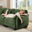 Canapé en L Chenille avec 1 repose-pieds mobile, canapé modulaire surdimensionné à 3 places avec 3 coussins de taille exquise, conception ergonomique, canapé modulaire facile à assembler pour le bureau du salon, vert