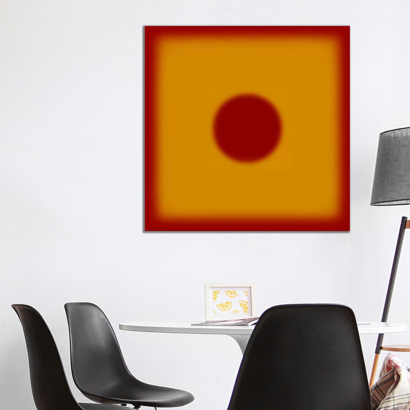 Modern Art- Red Hot Sun by 5by5collective - Wrapped Canvas Square Print, 93.98 cm H x 93.98 cm W