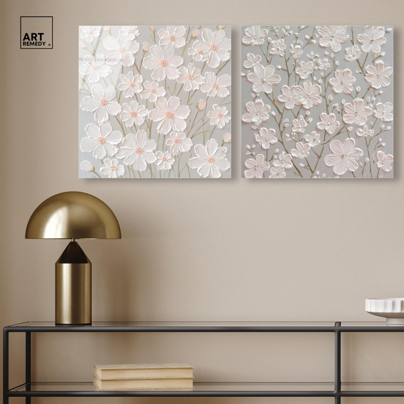 Neutral Serenity Floral Art , H 12 po x l 24 po