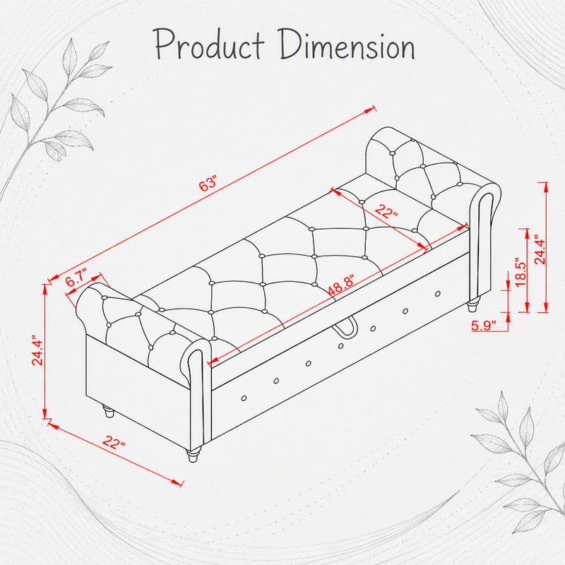 Banc de lit en velours rose