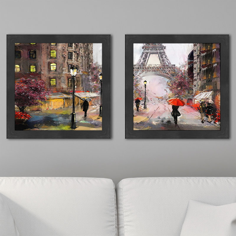 Ensemble de 2 peintures encadrées