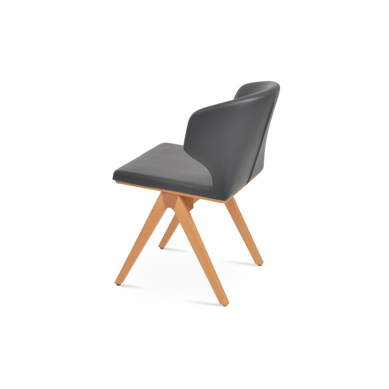 Chaise d'appoint rembourrée Amed Fino, Gris, Naturel