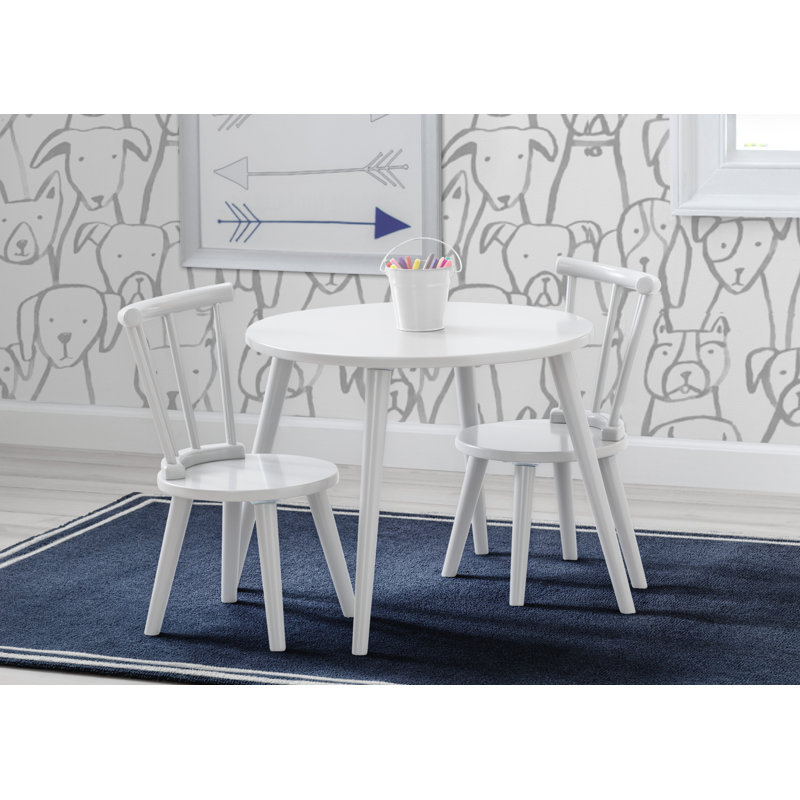 Ensemble de table et de chaises pour enfants Delta (2 chaises incluses), Blanc Bianca