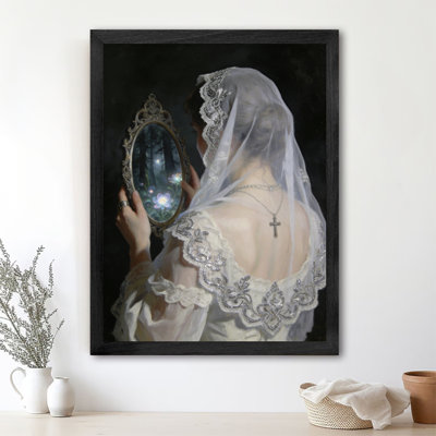Art mural rétro noir et mystérieux, fantôme dans le miroir