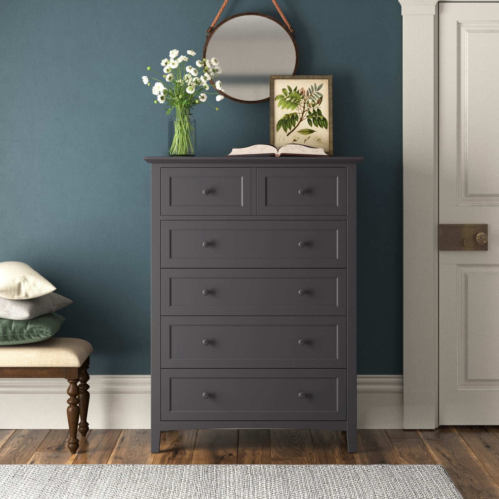 Renee 40" Mahogany Dresser, Black