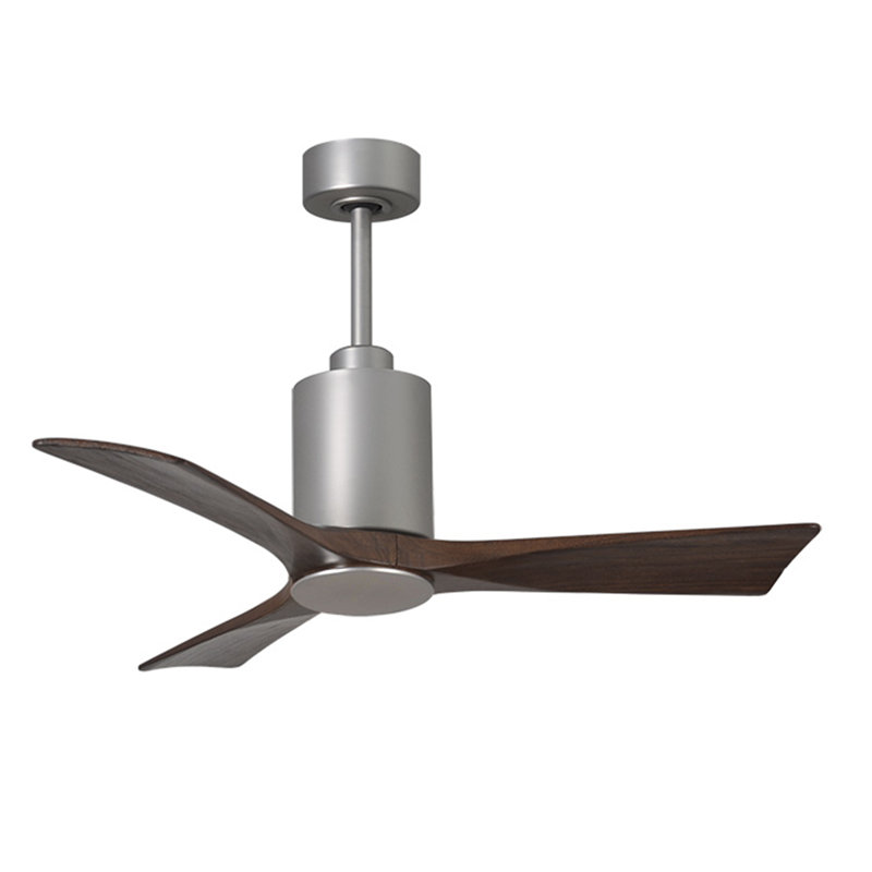 Patricia LED Downrod Ceiling Fan, 42", Brushed Nickel, Walnut Tone