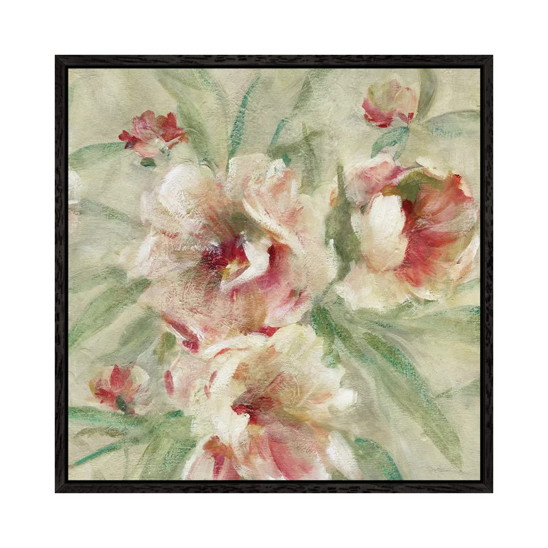 Peony Garden II by Carol Robinson - Painting on Canvas, Black Framed, 66.04 cm H x 66.04 cm W