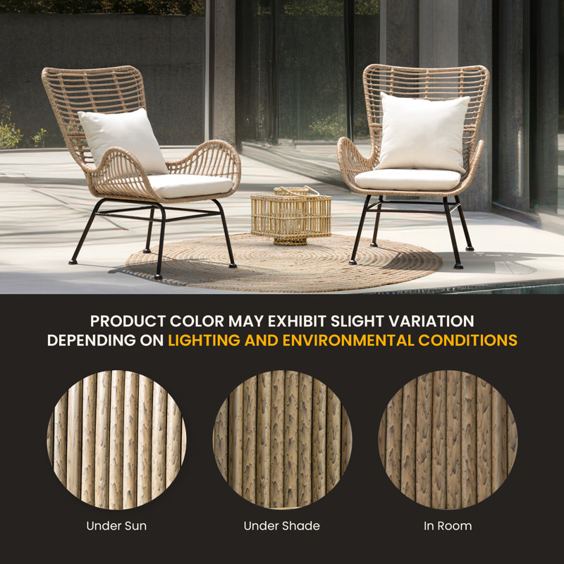 Isabelle Outdoor Lounge Chair with Cushion (Set of 2)