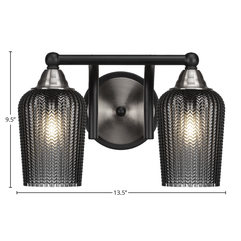Michell 2-Light Bath Bar, Black, Matte Black/Brushed Nickel