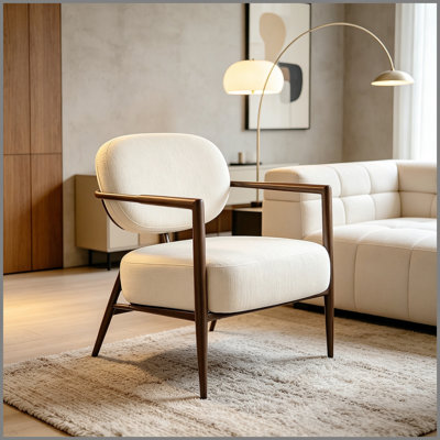 Chaise d'appoint moderne avec structure en métal, chaise d'appoint rembourrée en tissu Softy, fauteuil de détente confortable Mid-Century pour salon, coin lecture, chaise d'invité de loisirs simple (blanc - 1pc)