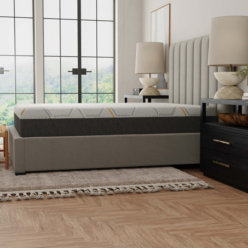 Matelas en mousse viscoélastique gélifiée 12 "avec support de bord et base à grille d'aération 12"