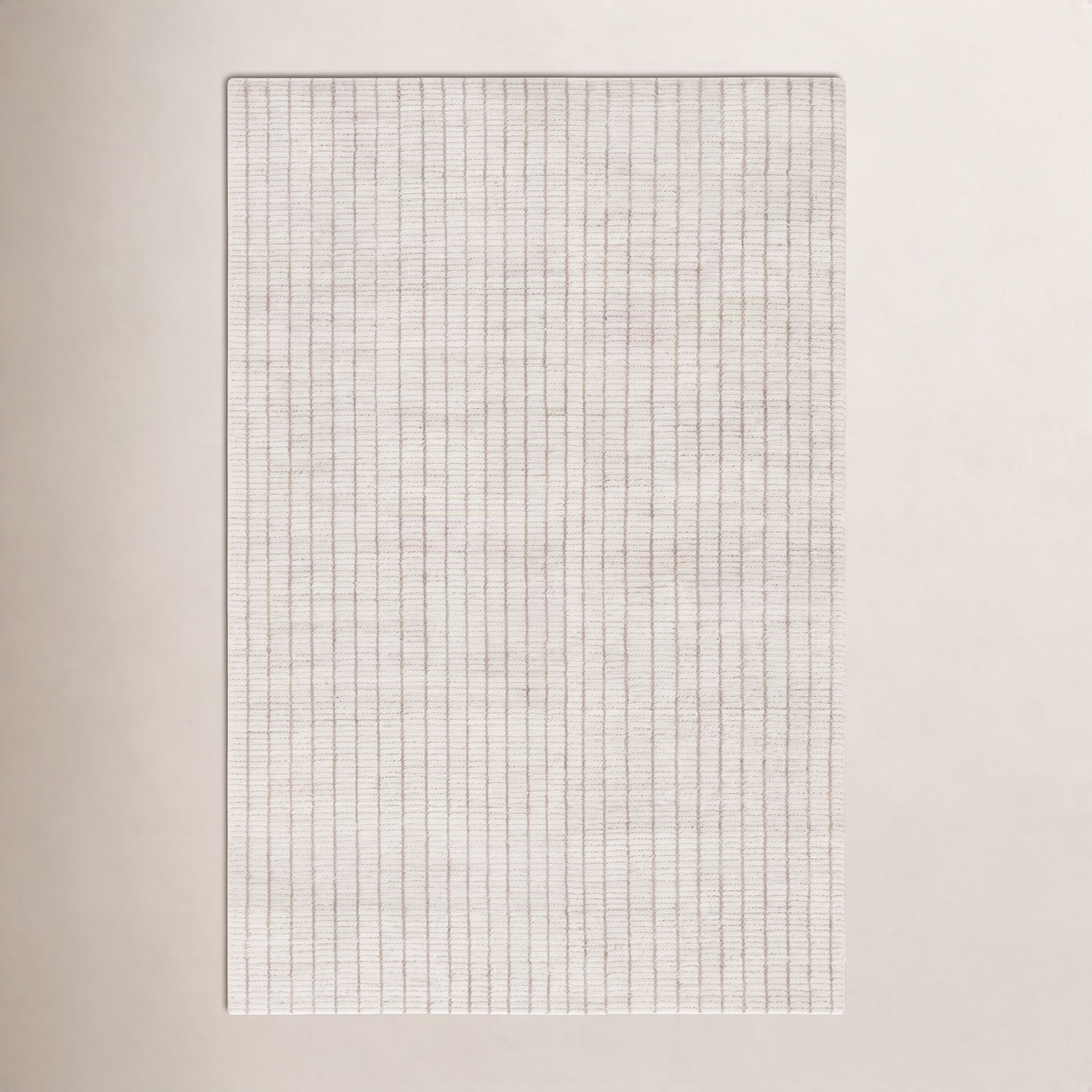 Grady Cream Hand-Knotted Striped Rug, Rectangle 8' x 10'