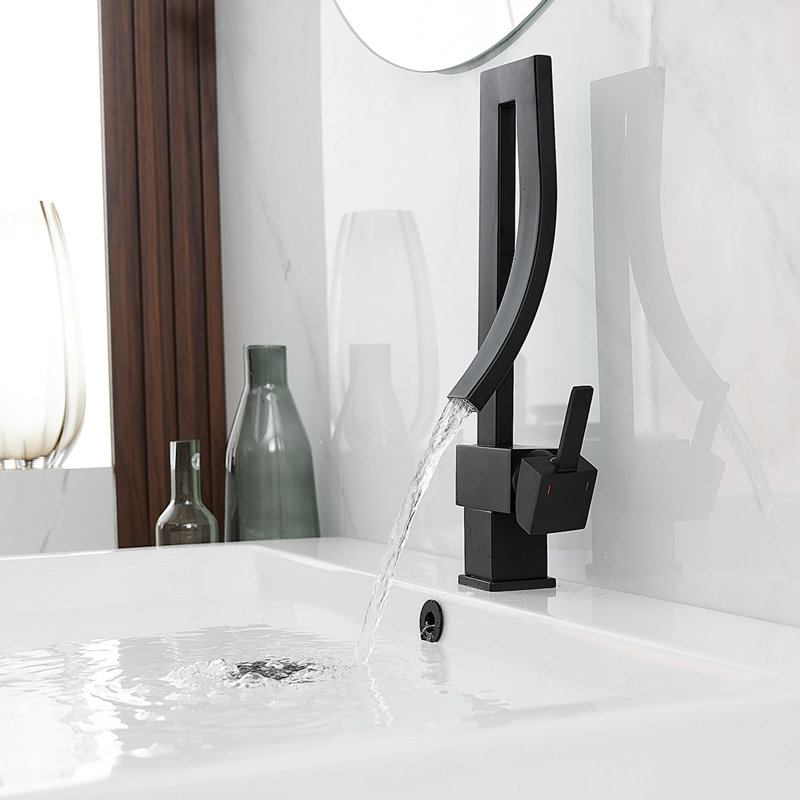 Single Handle Single Hole Bathroom Sink Faucet, Matte Black