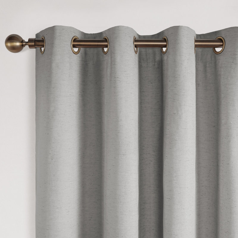 Paire de rideaux 100% lin occultant (2 panneaux), Gris, L 52 po x L 108 po