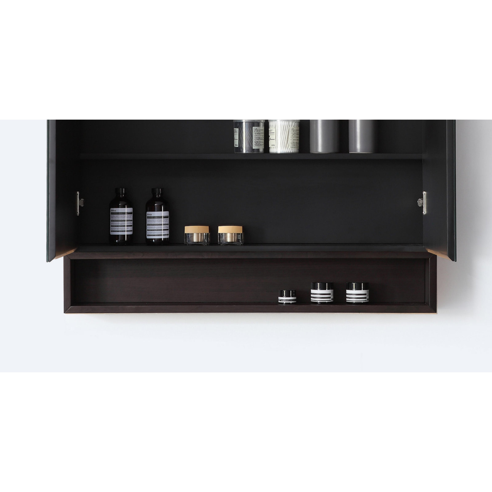 Tito Medicine Cabinet 36-Inch, Matte Black/Dark Walnut