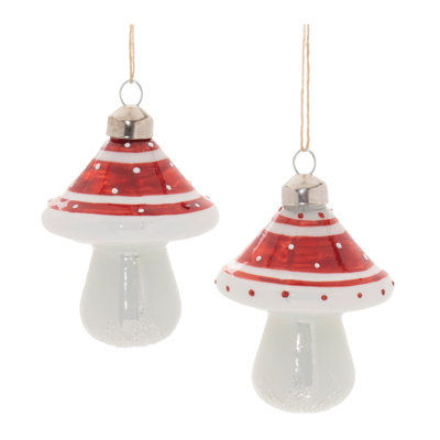 Ornement champignon en verre scintillant (ensemble de 6)
