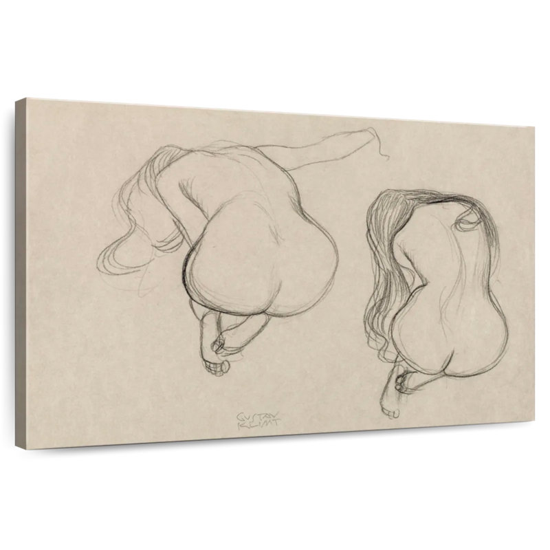 Leisha - Deux études d'un nu assis aux cheveux longs - 1901-1902, H 24 po x l 36 po