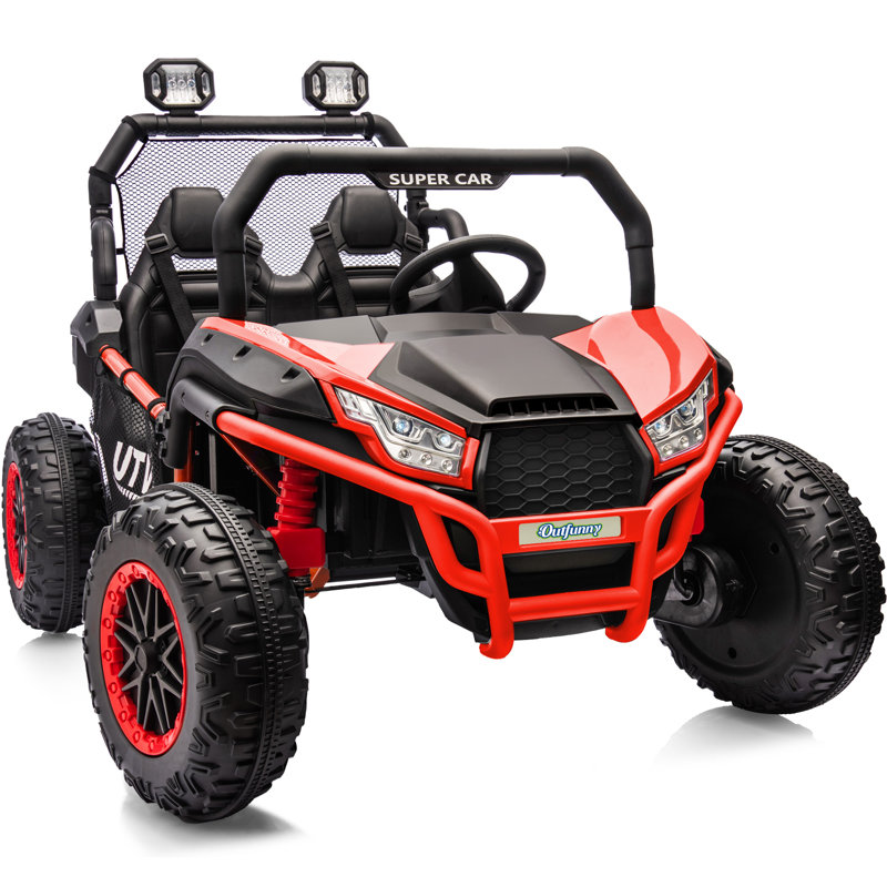 24V 10Ah Ride on Toy, 4WD 2-Side Electric Ride on Car UTV for Big Kids avec télécommande, moteurs 4 * 200W, Rouge