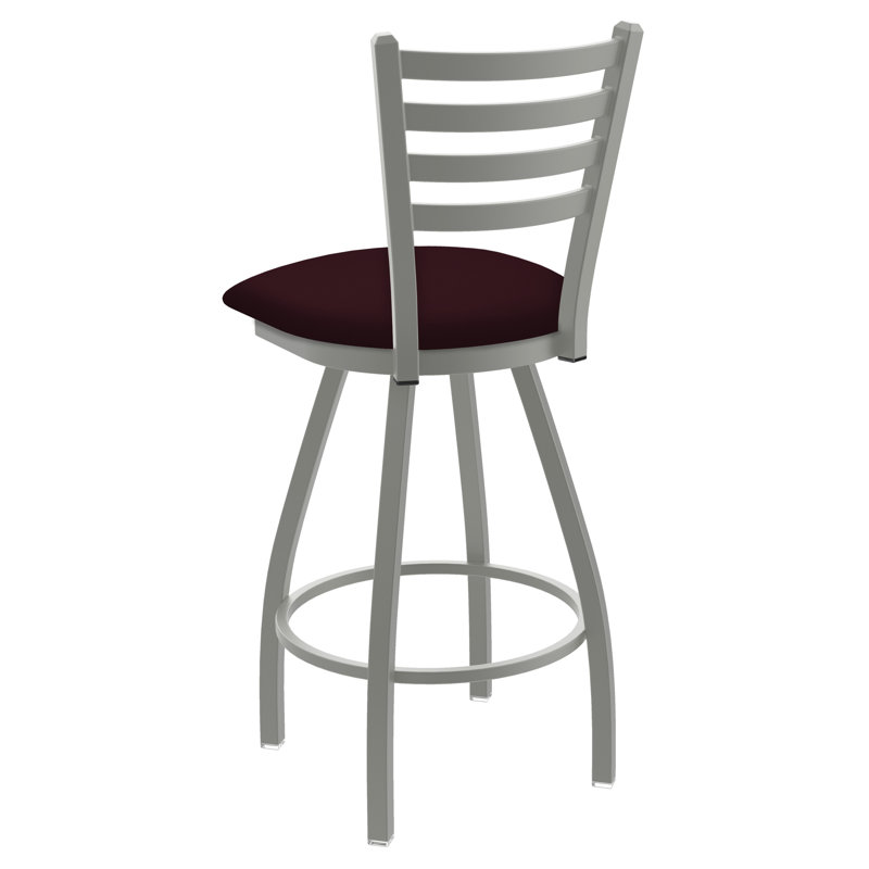 Tabouret de bar pivotant de 36" Evers, Nickel anodisé, Vinyle - bordeaux Canter, Extra Tall (36” Seat Height)