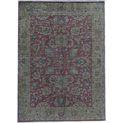 Wool Oriental Area Rug in Red/Green/Beige