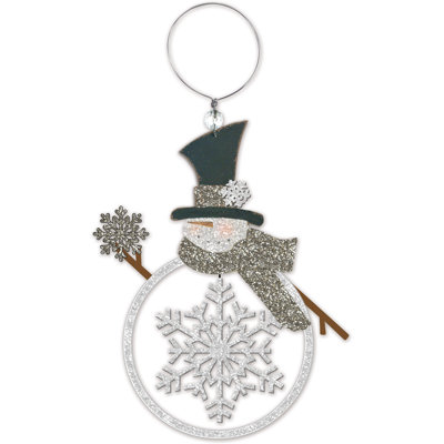 Glitter Snowman Ornament - Set of 2