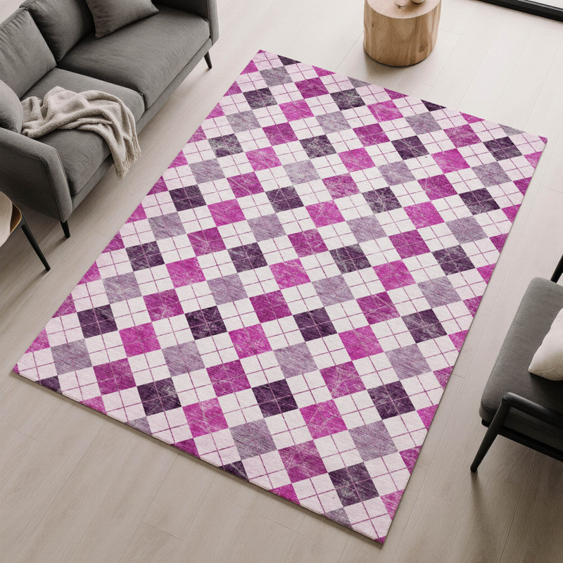 Tapis géométrique lavable à la machine de qualité supérieure Mayfield AMF2237, 10 pi x 14 pi, Blush