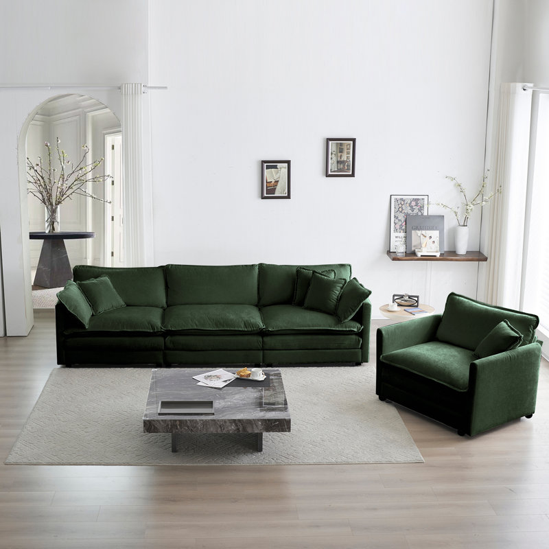 Ensemble de canapé modulaire 2 pièces, canapé modulaire de salon, Vert