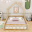 Full Wood House Bed Frame with Guardrails-333829266