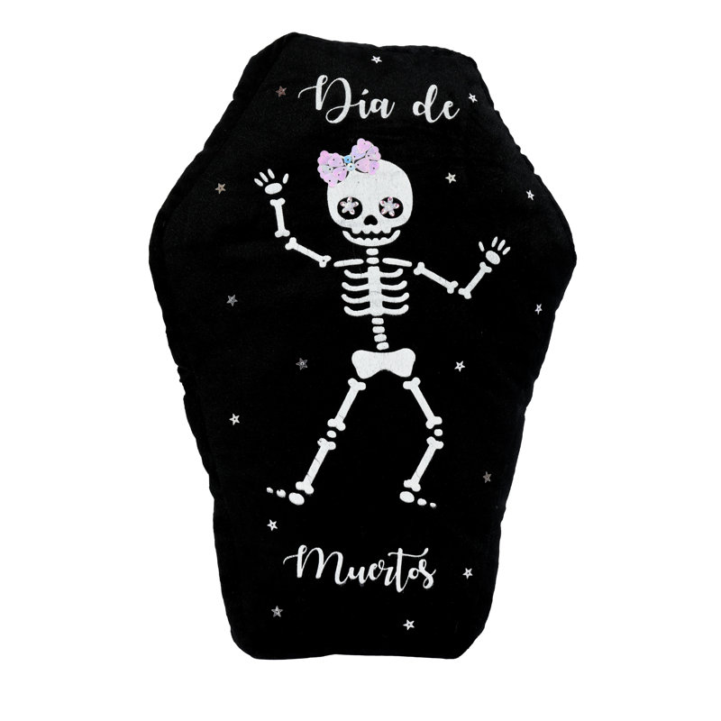 15" Printed and Embroidered Skeleton Pillow