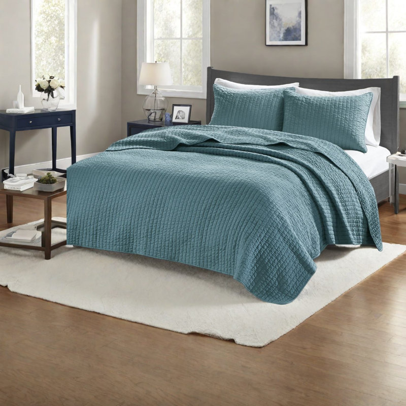 Reversible Teal Bedding Sets, Microfiber Full Queen Farmhouse Home