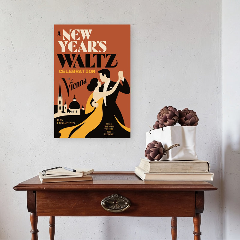 «New Year's Vienna Waltz Classic Elegant Retro Architecture City», art mural, 24" H x 16" W