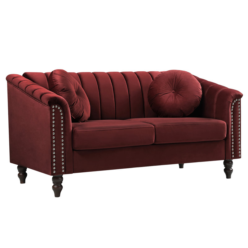 Melitta 60'' Velvet Loveseat, Red Velvet